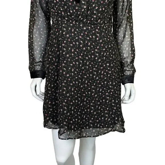 Lush | Women's Black/Floral Print Sheer Side/Sleeve Dress with Tags | Size: L - Picture 3 of 9